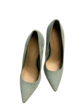 JF Gisselle Classic Suede Pointed Toe Pumps Sage Green Feminine Minimal Coquette